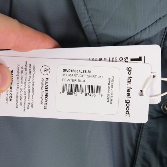 Smartwool Jacket Mens Medium Blue Shacket Shirt Snap Smartloft Pewter JKT - Picture 11 of 12